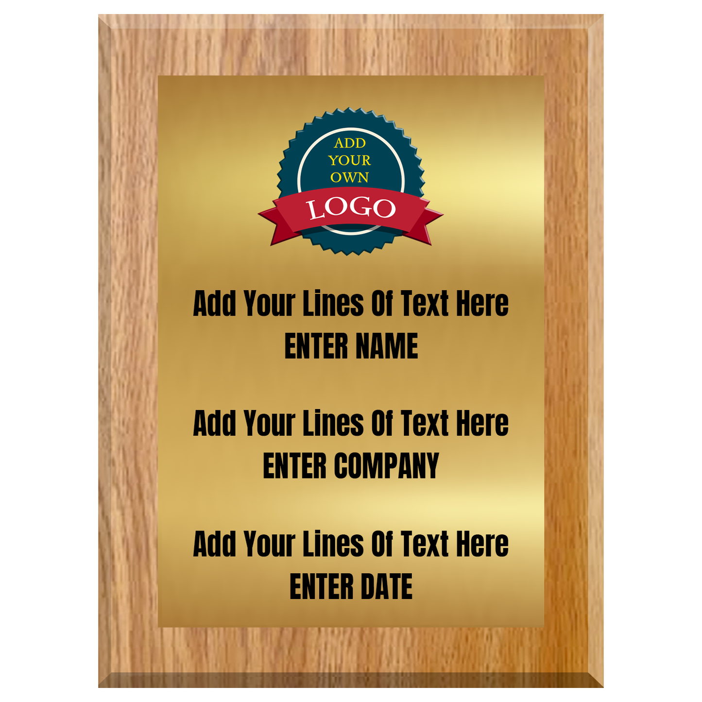 Personalized Corporate Plaque with Logo – Fixed Text Fields on Gold or Silver Metal Plate