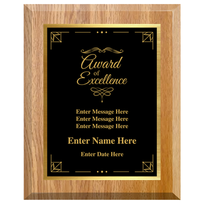 Award of Excellence Plaque – Personalized Corporate Recognition Award Available in 4 Colors & 3 Sizes