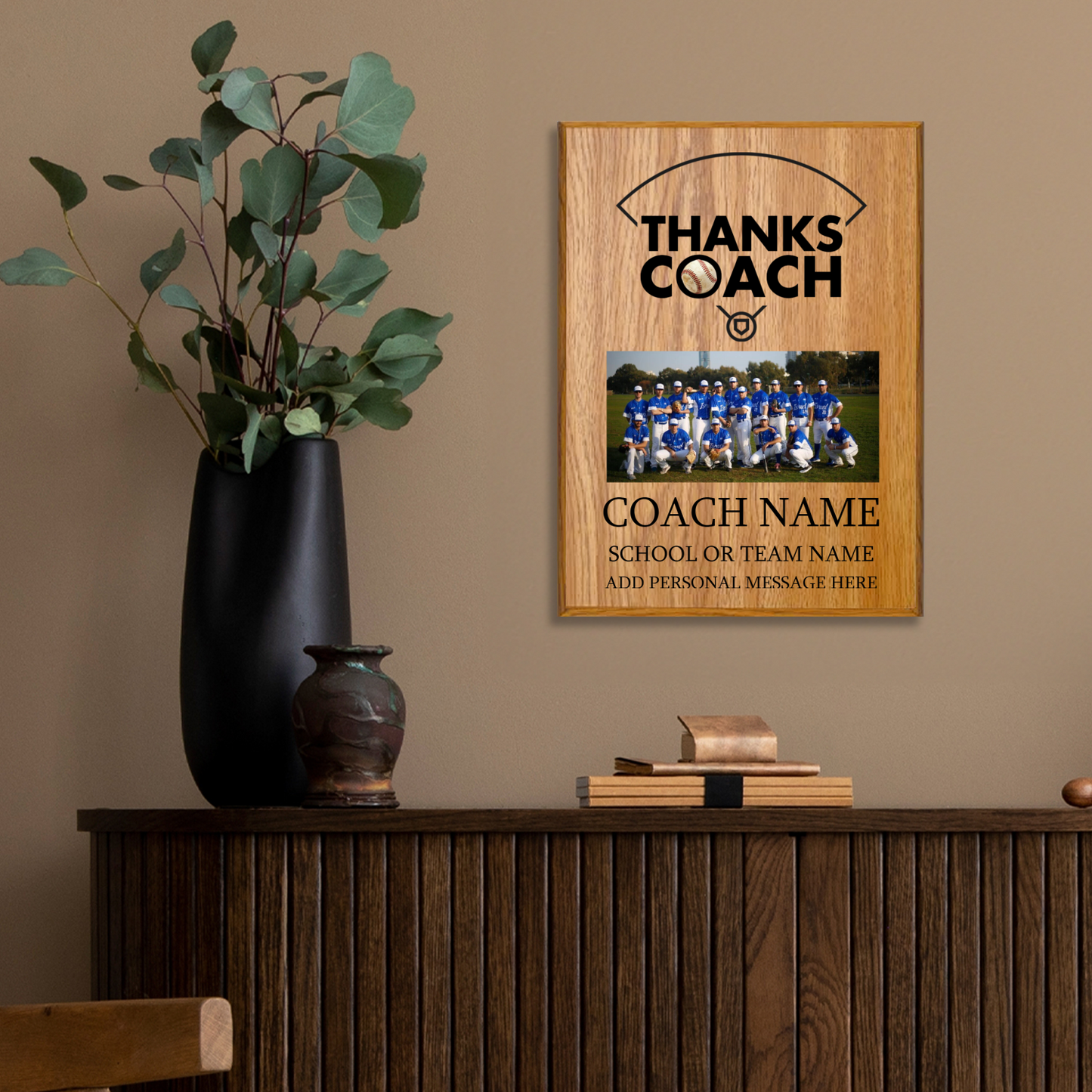 Baseball Coach Appreciation Plaque – Personalized Team Thank You Award