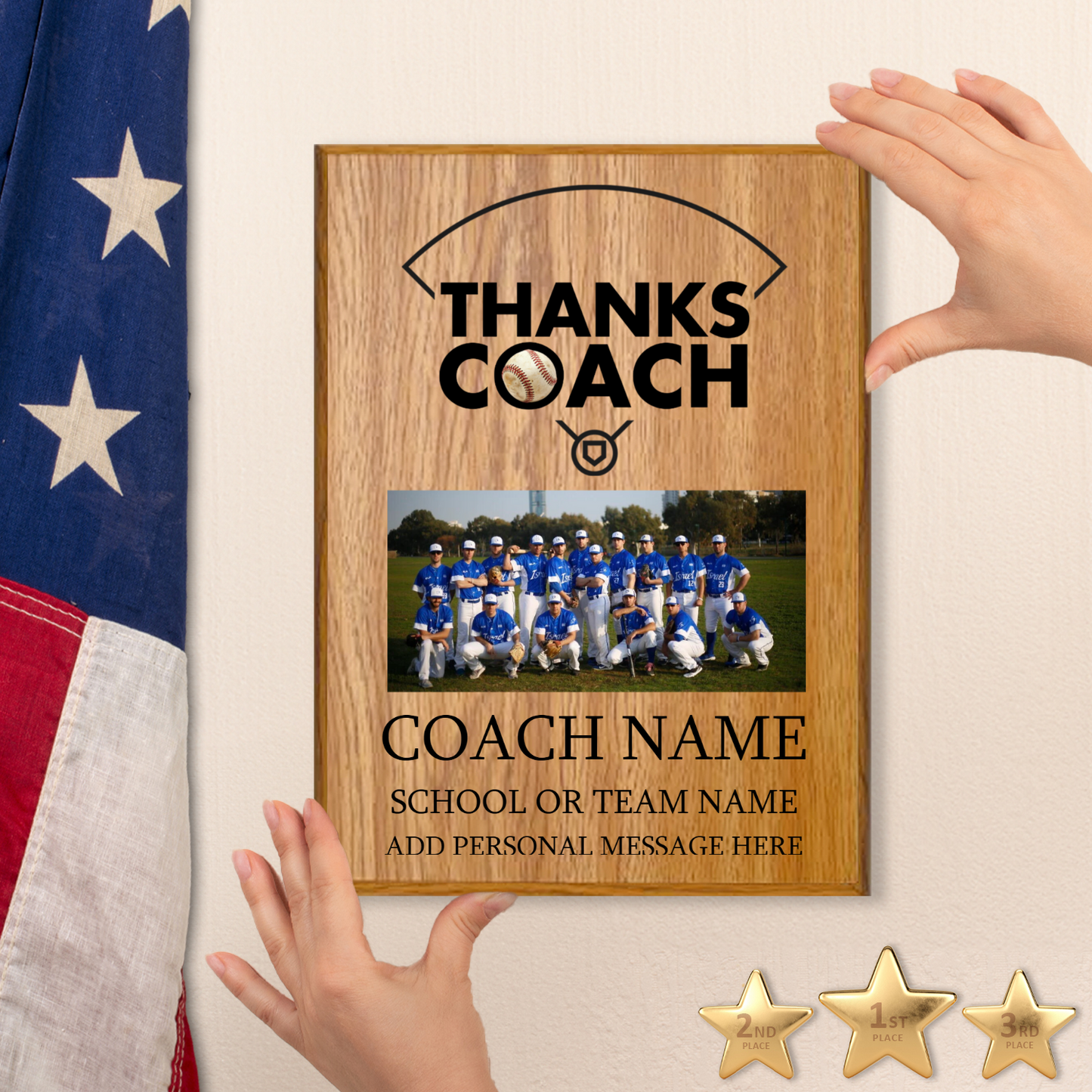 Baseball Coach Appreciation Plaque – Personalized Team Thank You Award