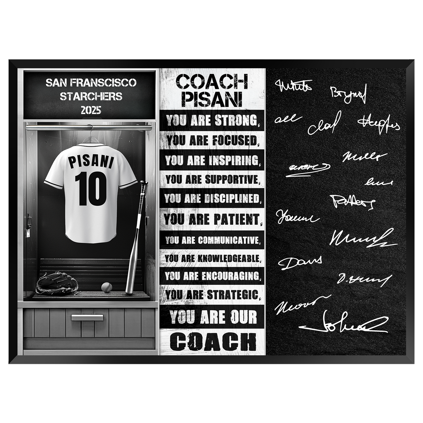 Baseball Coach Signable Plaque – Personalized Team Gift