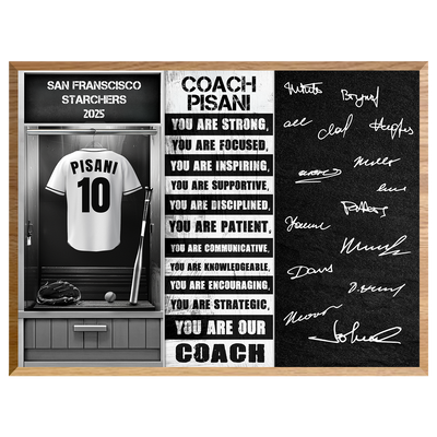 Baseball Coach Signable Plaque – Personalized Team Gift