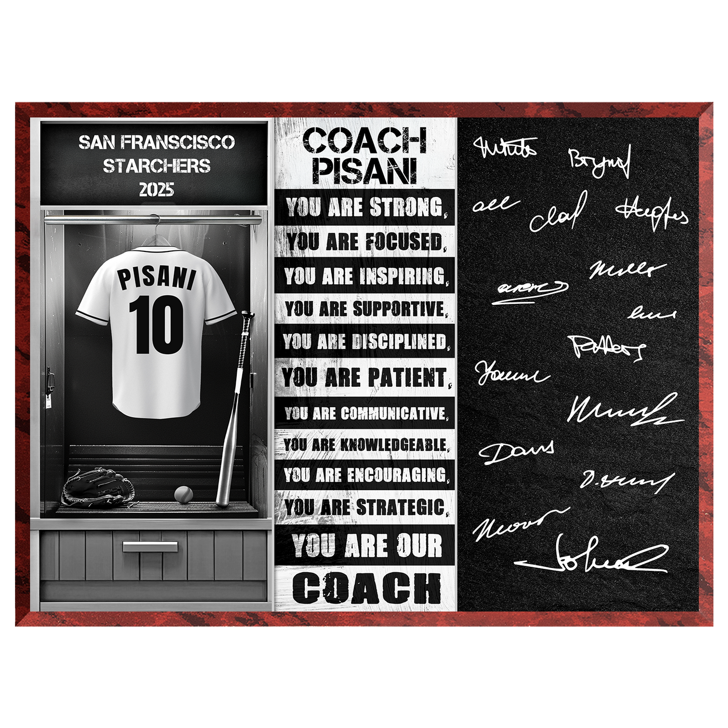 Baseball Coach Signable Plaque – Personalized Team Gift