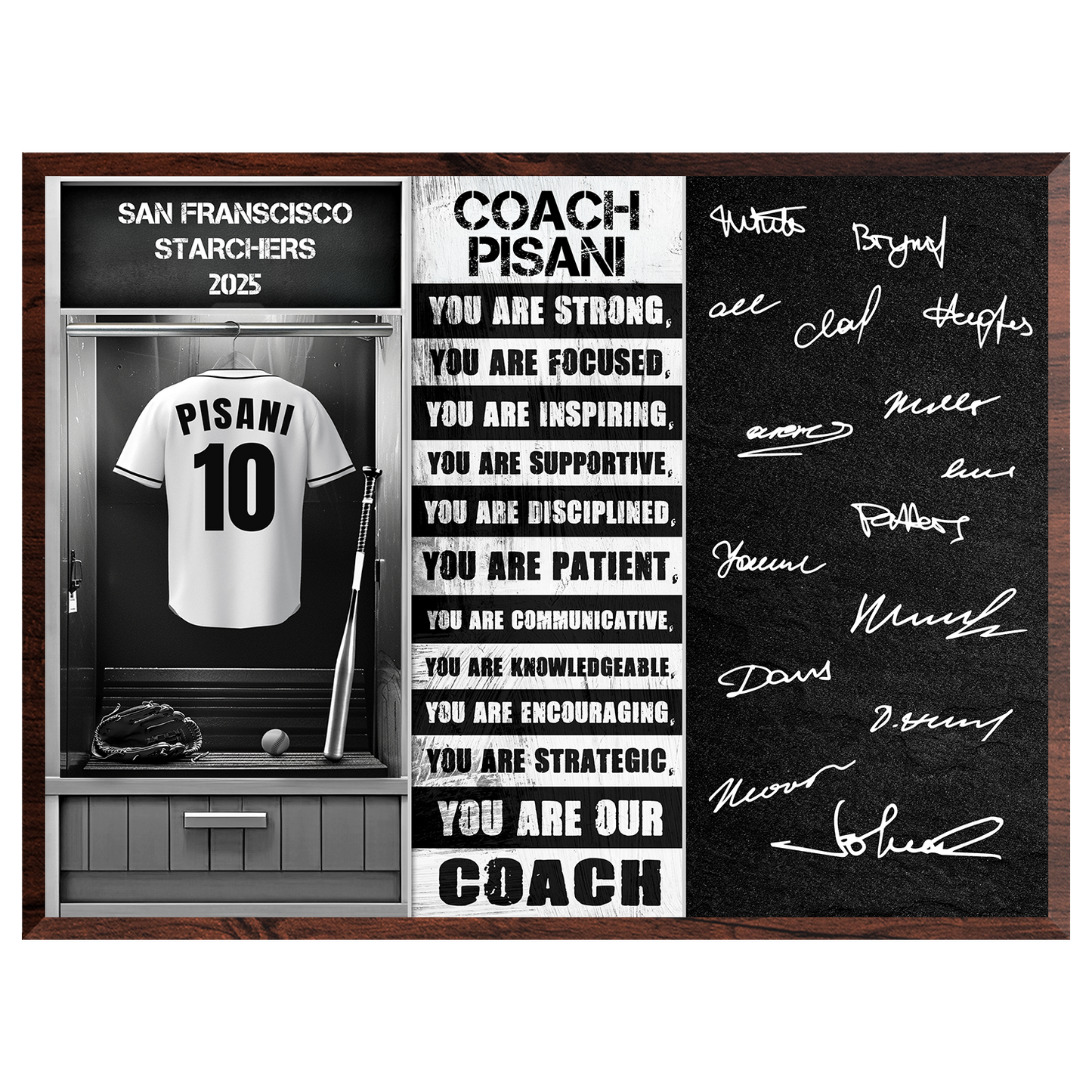 Baseball Coach Signable Plaque – Personalized Team Gift