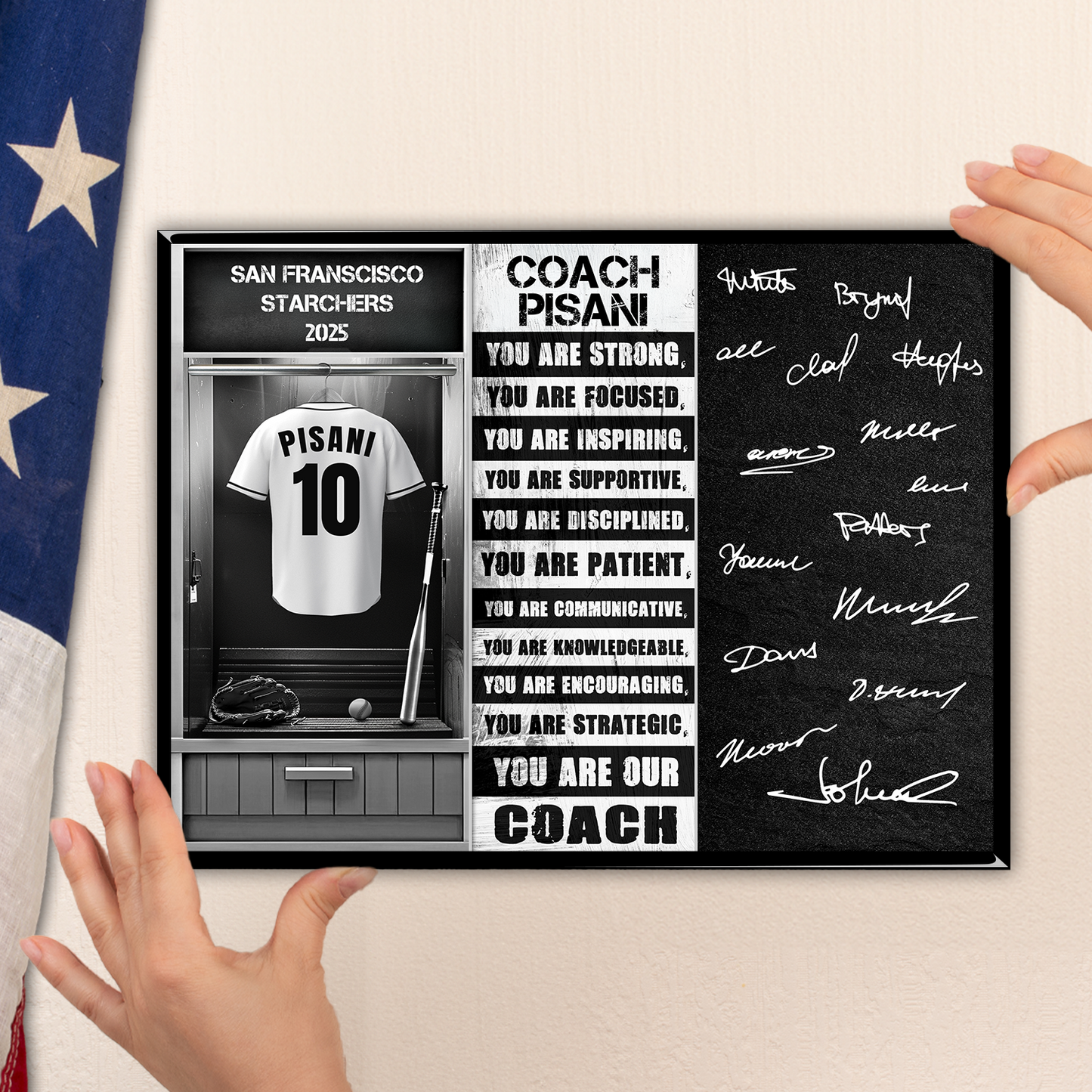 Baseball Coach Signable Plaque – Personalized Team Gift