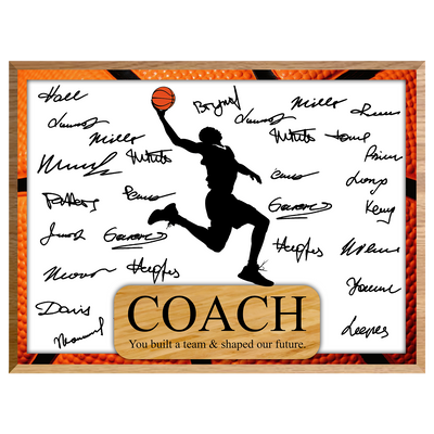 Basketball Coach Signature Plaque 2 – Team Autograph Gift