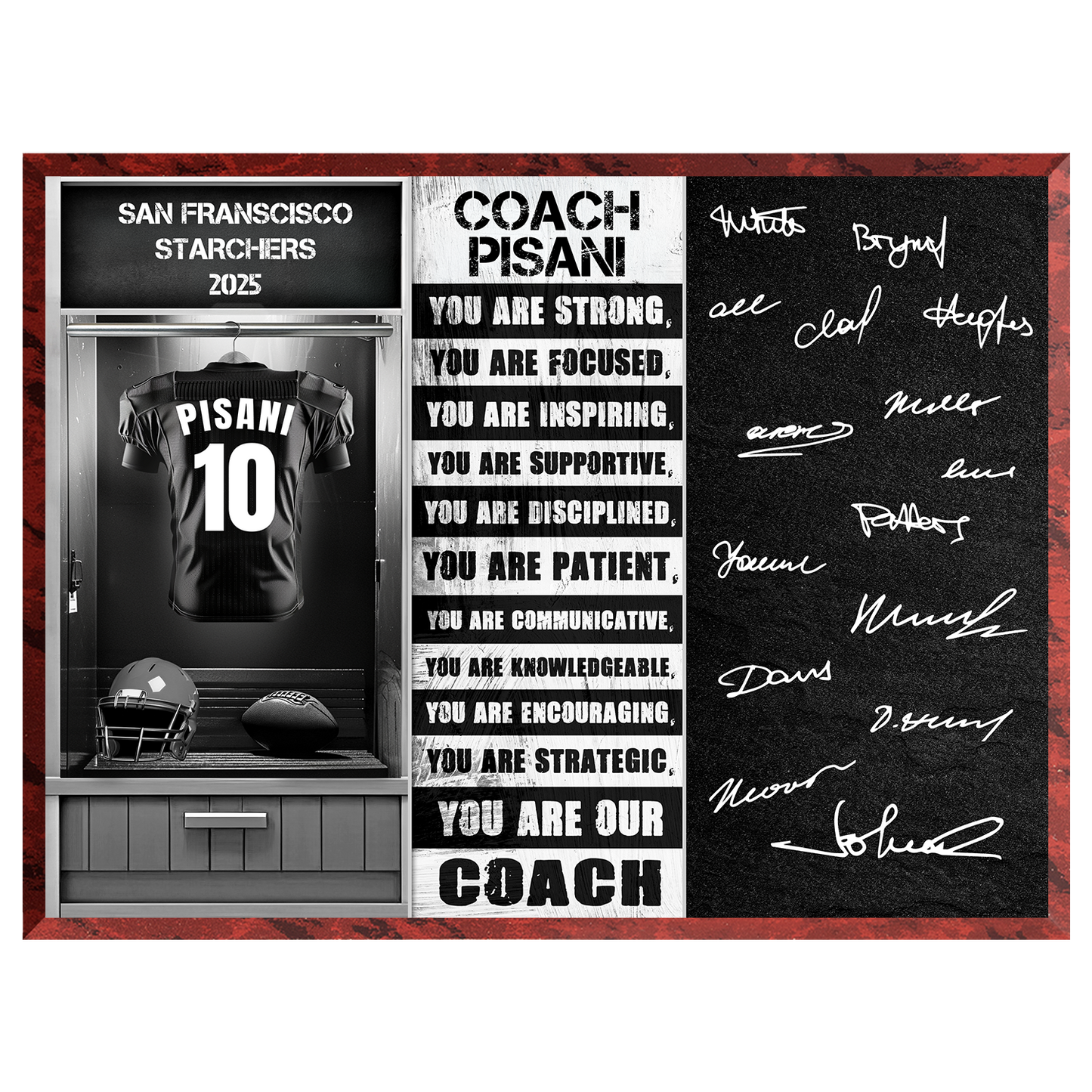 Football Coach Signable Plaque – Personalized Team Gift