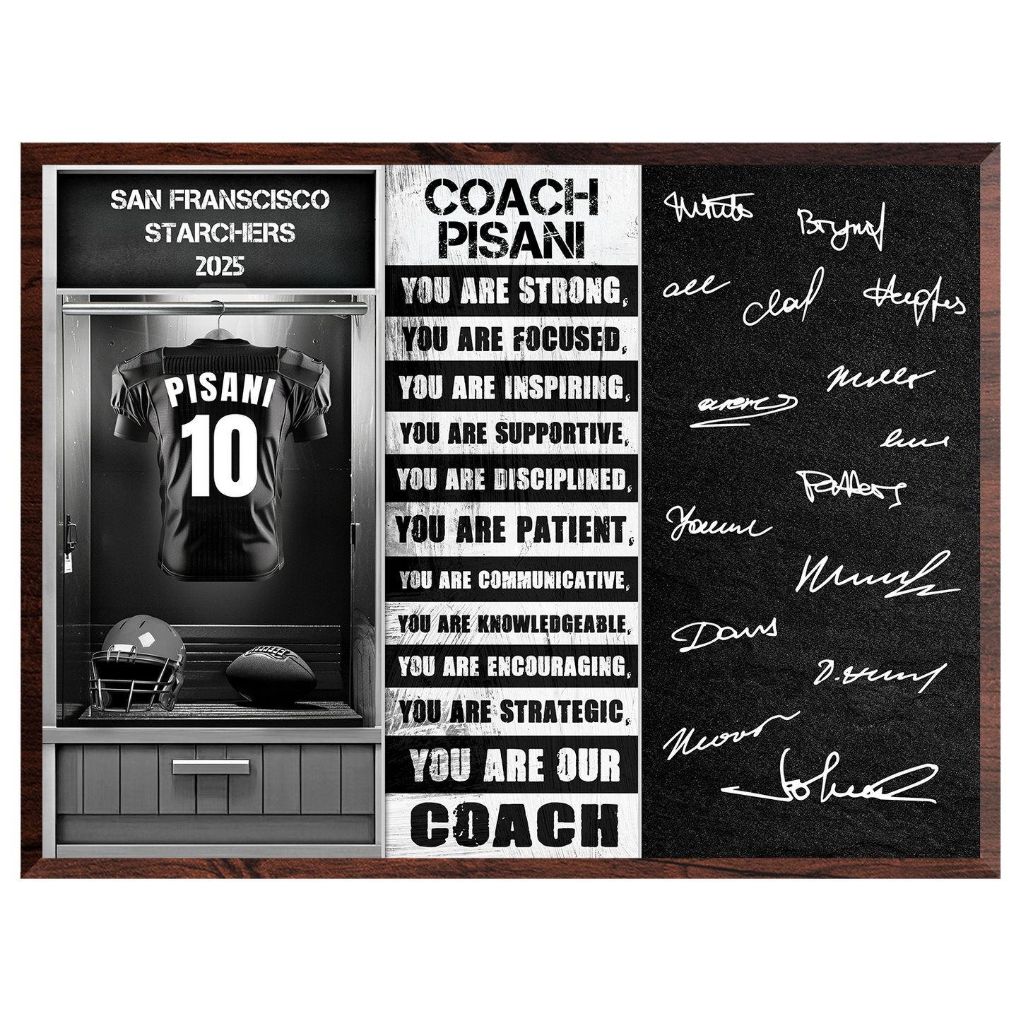 Football Coach Signable Plaque – Personalized Team Gift