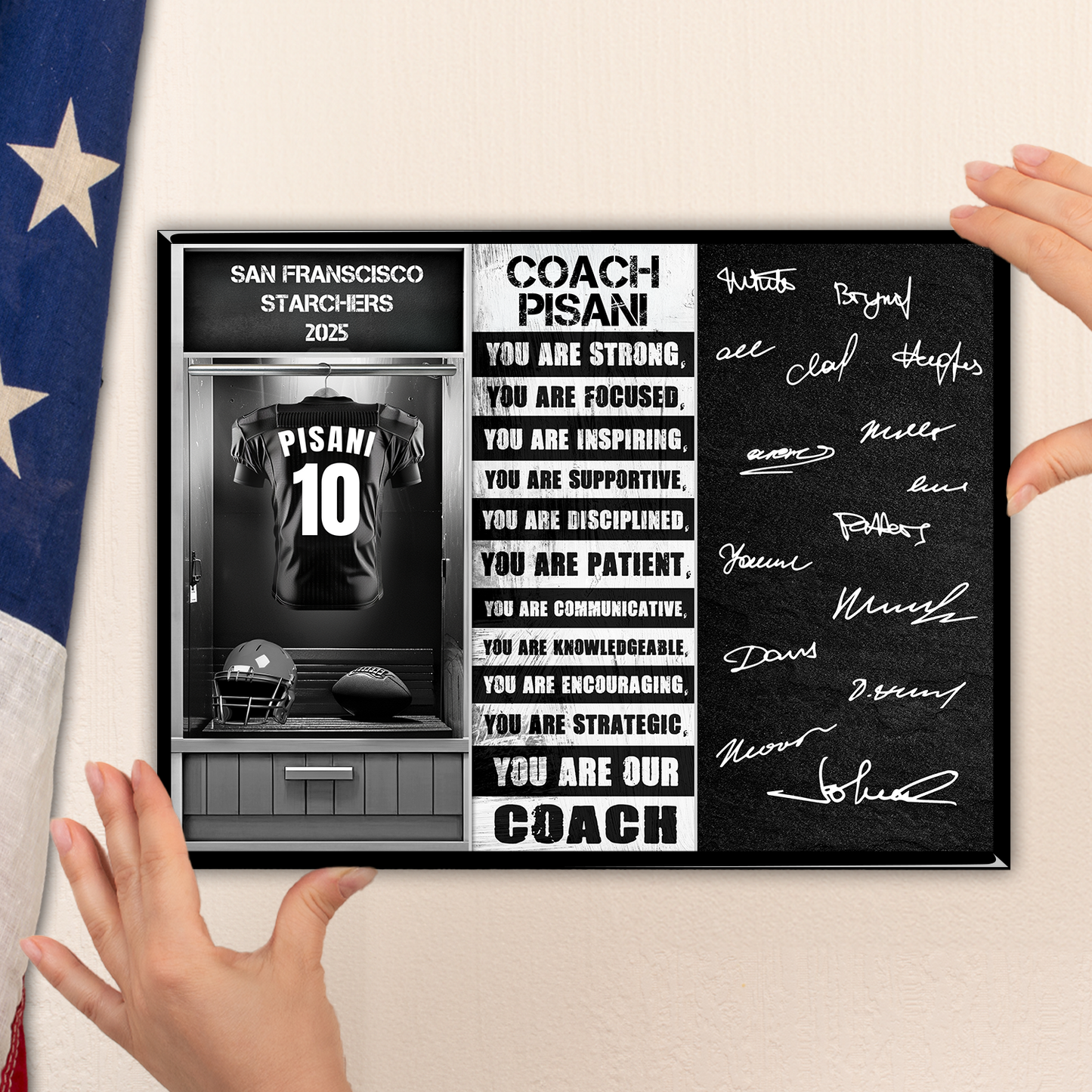 Football Coach Signable Plaque – Personalized Team Gift