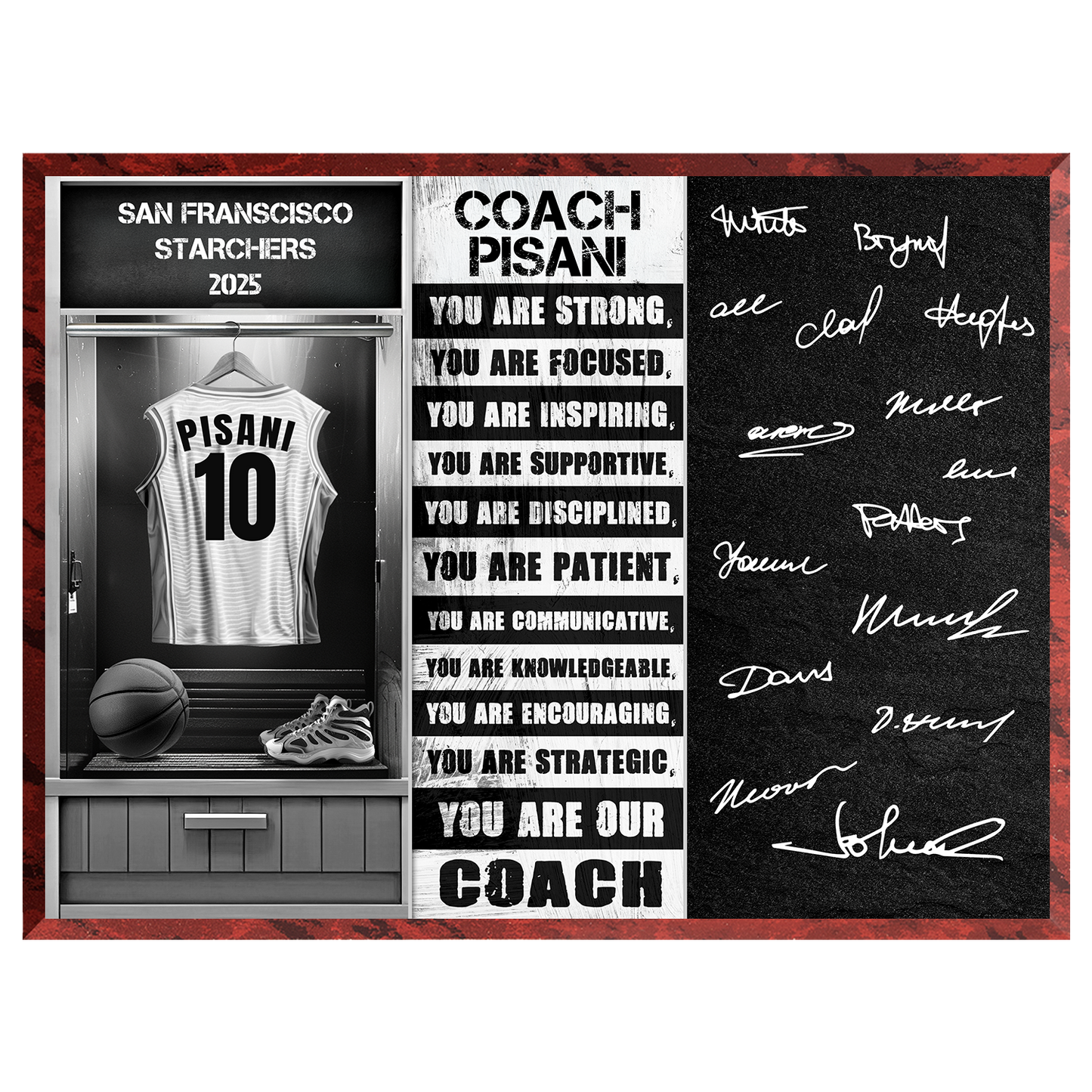 Basketball Coach Signable Plaque – Personalized Team Gift