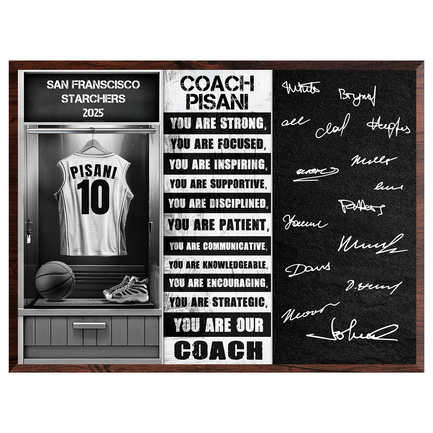 Basketball Coach Signable Plaque – Personalized Team Gift