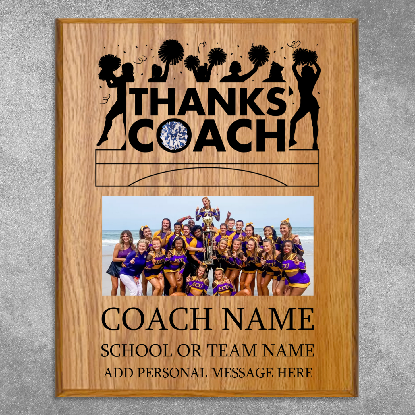 Cheerleading  Coach Appreciation Plaque – Personalized Team Thank You Award