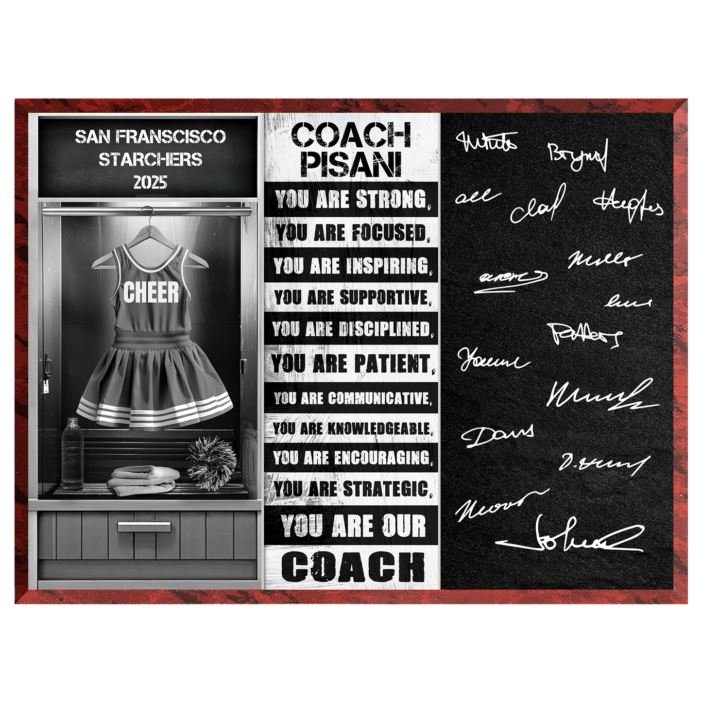 Cheerleading Coach Signable Plaque – Personalized Team Gift