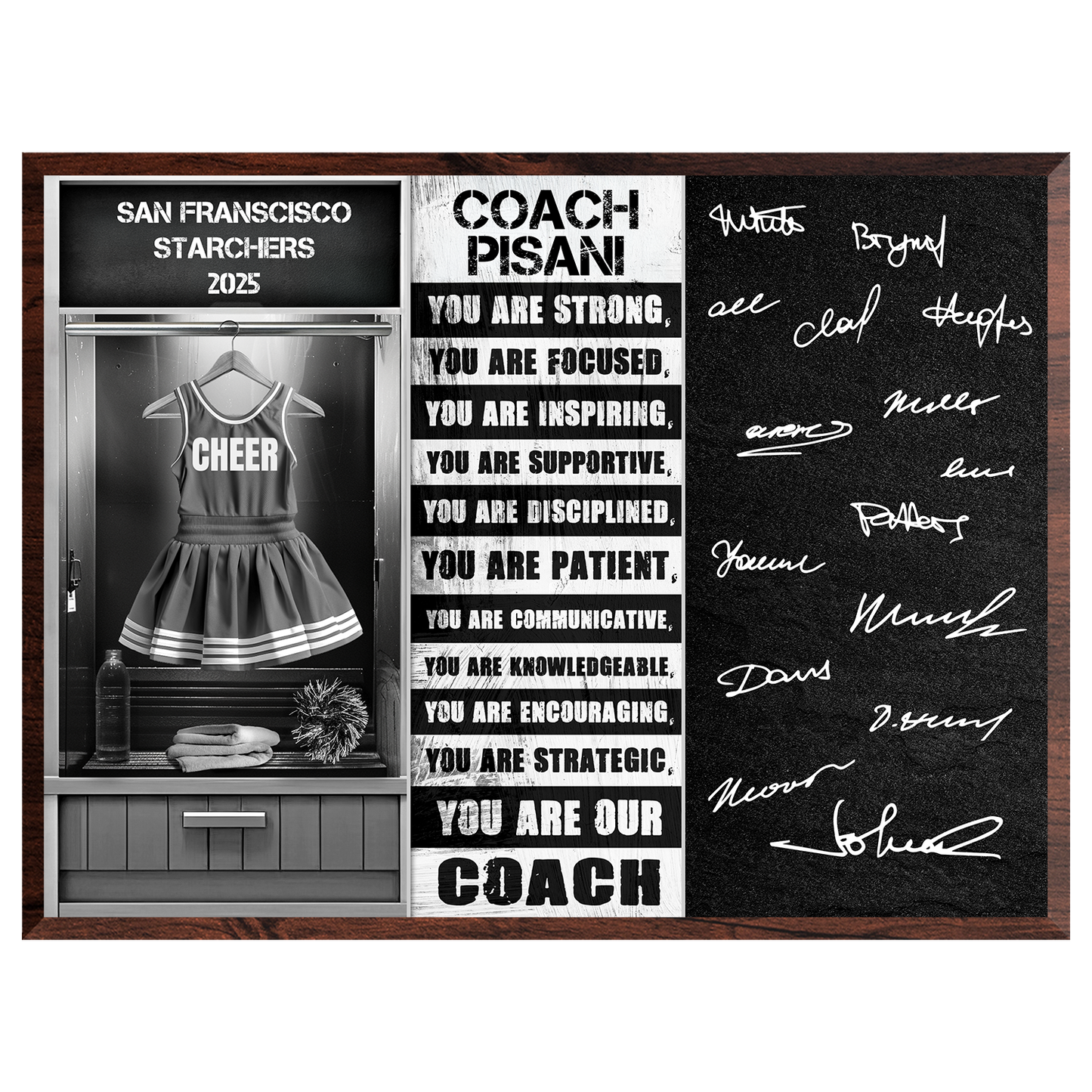 Cheerleading Coach Signable Plaque – Personalized Team Gift