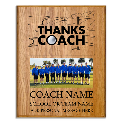Thanks Coach Golf Plaque - Photo Upload & Text