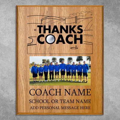 Thanks Coach Golf Plaque - Photo Upload & Text