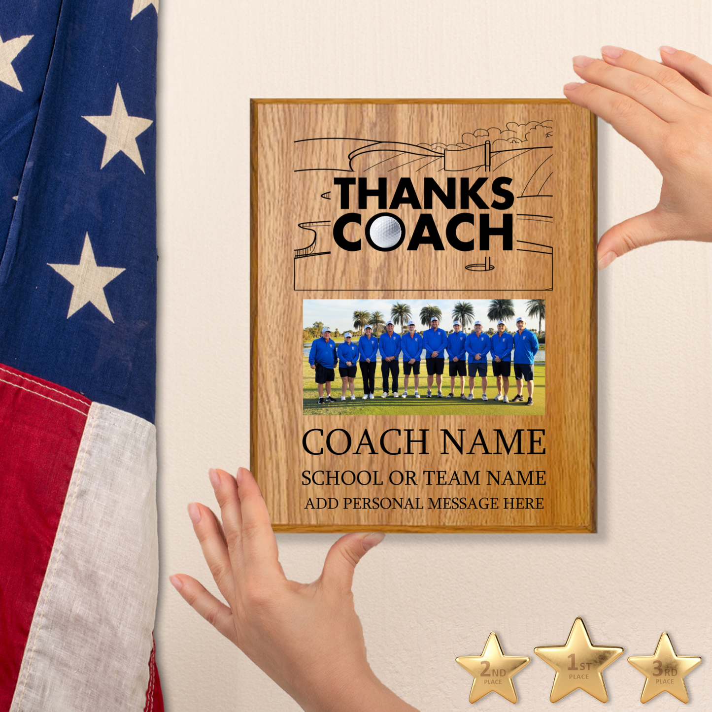 Thanks Coach Golf Plaque - Photo Upload & Text