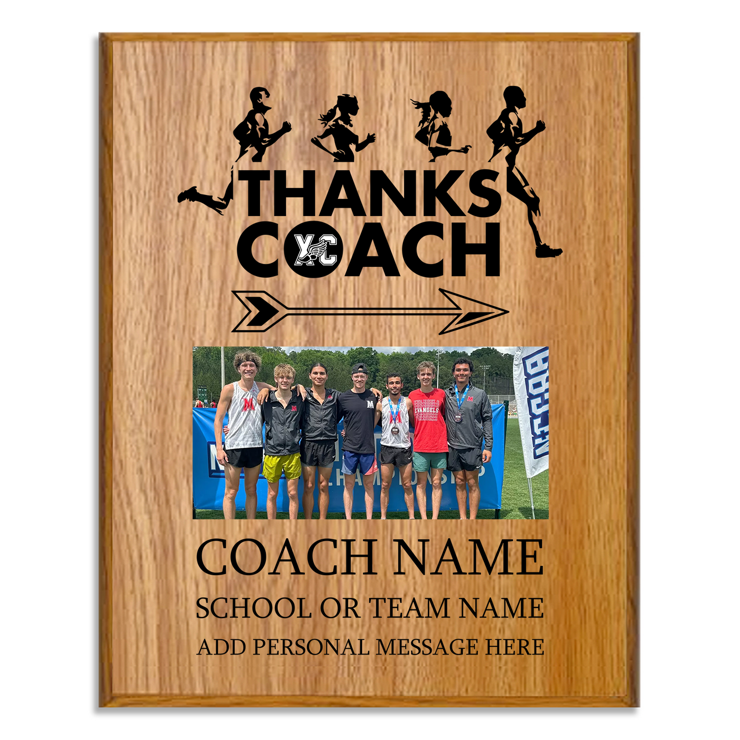 Thanks Coach Cross Country Plaque - Photo Upload & Text