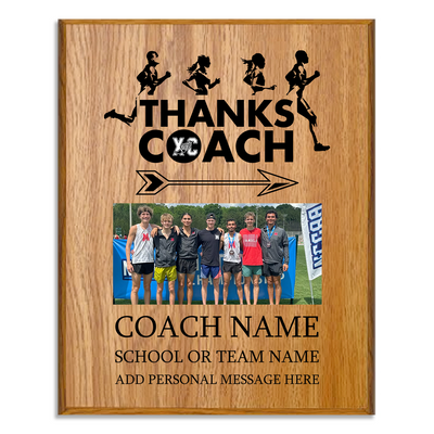 Thanks Coach Cross Country Plaque - Photo Upload & Text