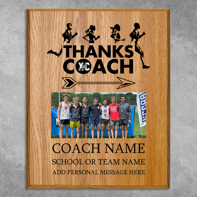 Thanks Coach Cross Country Plaque - Photo Upload & Text