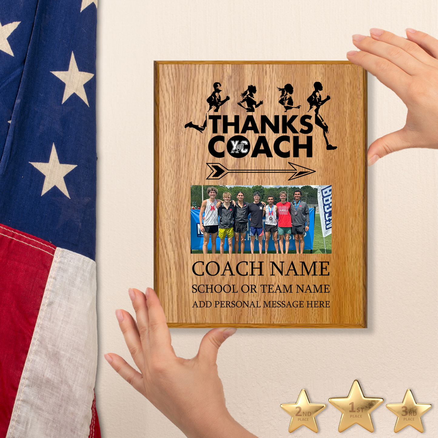 Thanks Coach Cross Country Plaque - Photo Upload & Text