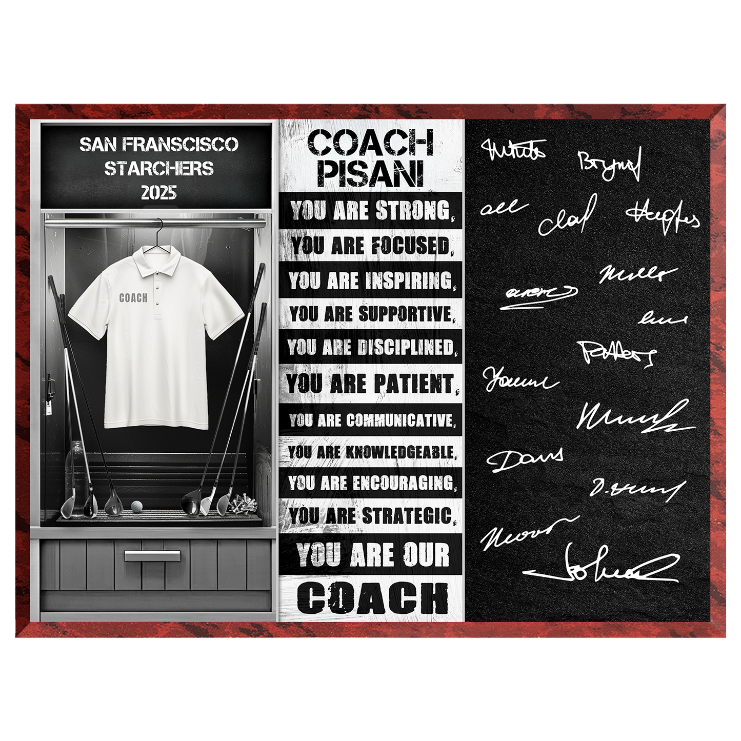 Golf Coach Signable Plaque – Personalized Team Gift
