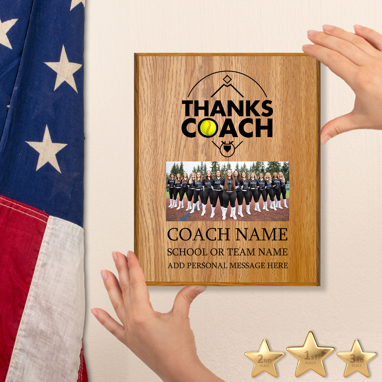 Softball Coach Appreciation Plaque – Personalized Team Thank You Award