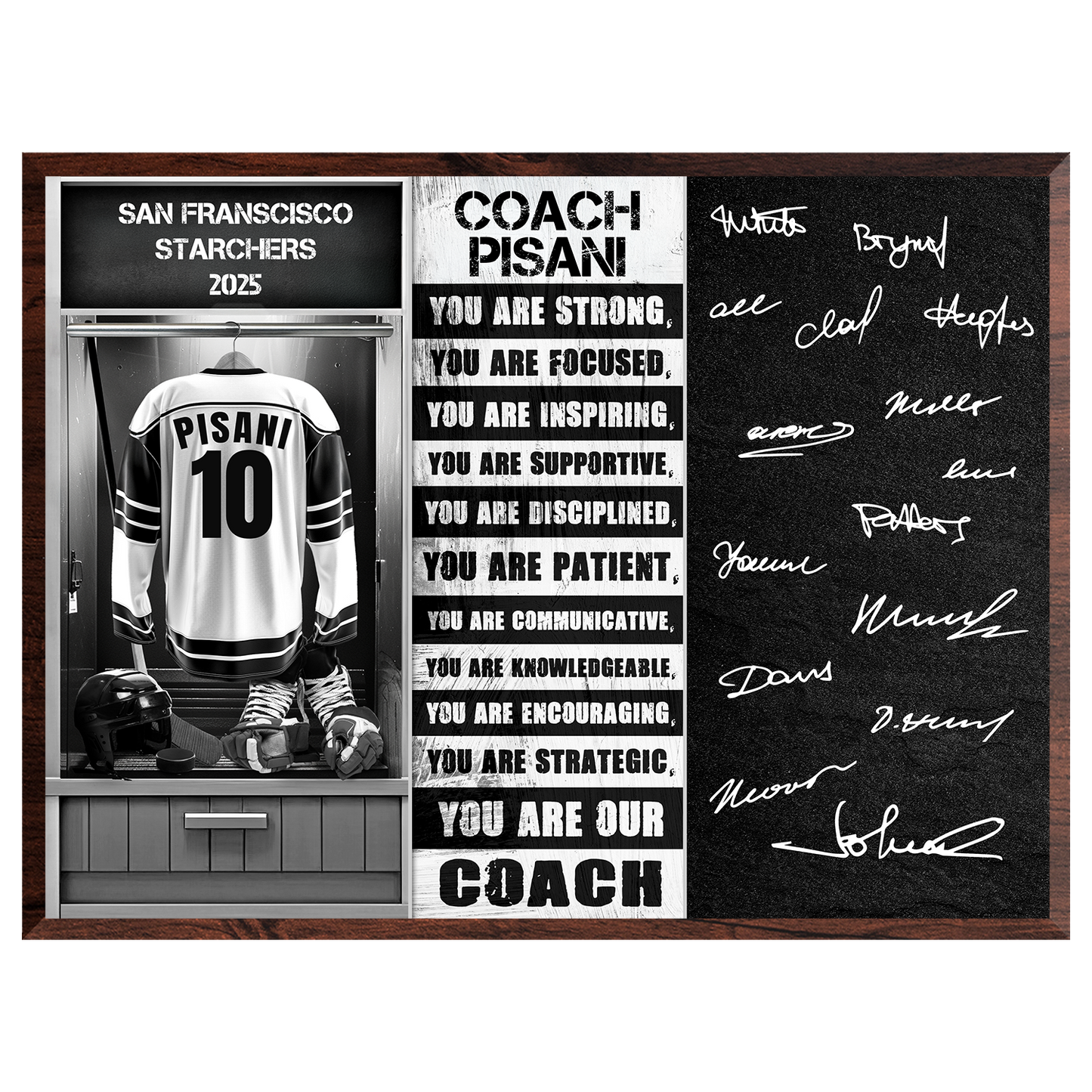 Ice Hockey Coach Signable Plaque – Personalized Team Gift