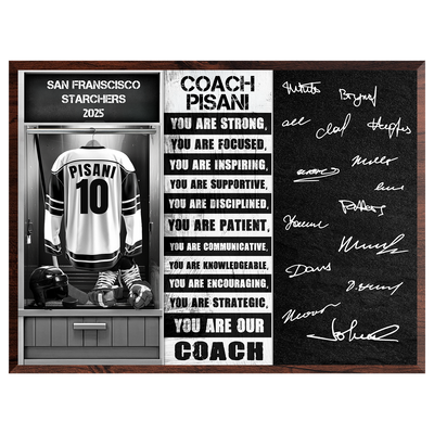 Ice Hockey Coach Signable Plaque – Personalized Team Gift