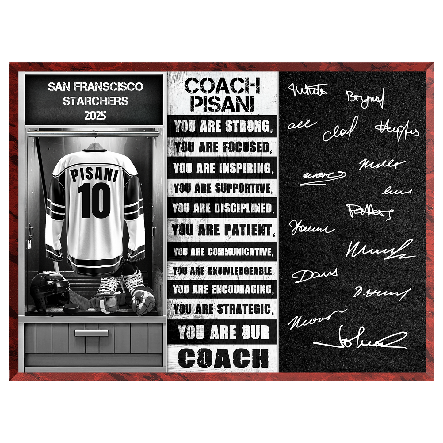 Ice Hockey Coach Signable Plaque – Personalized Team Gift