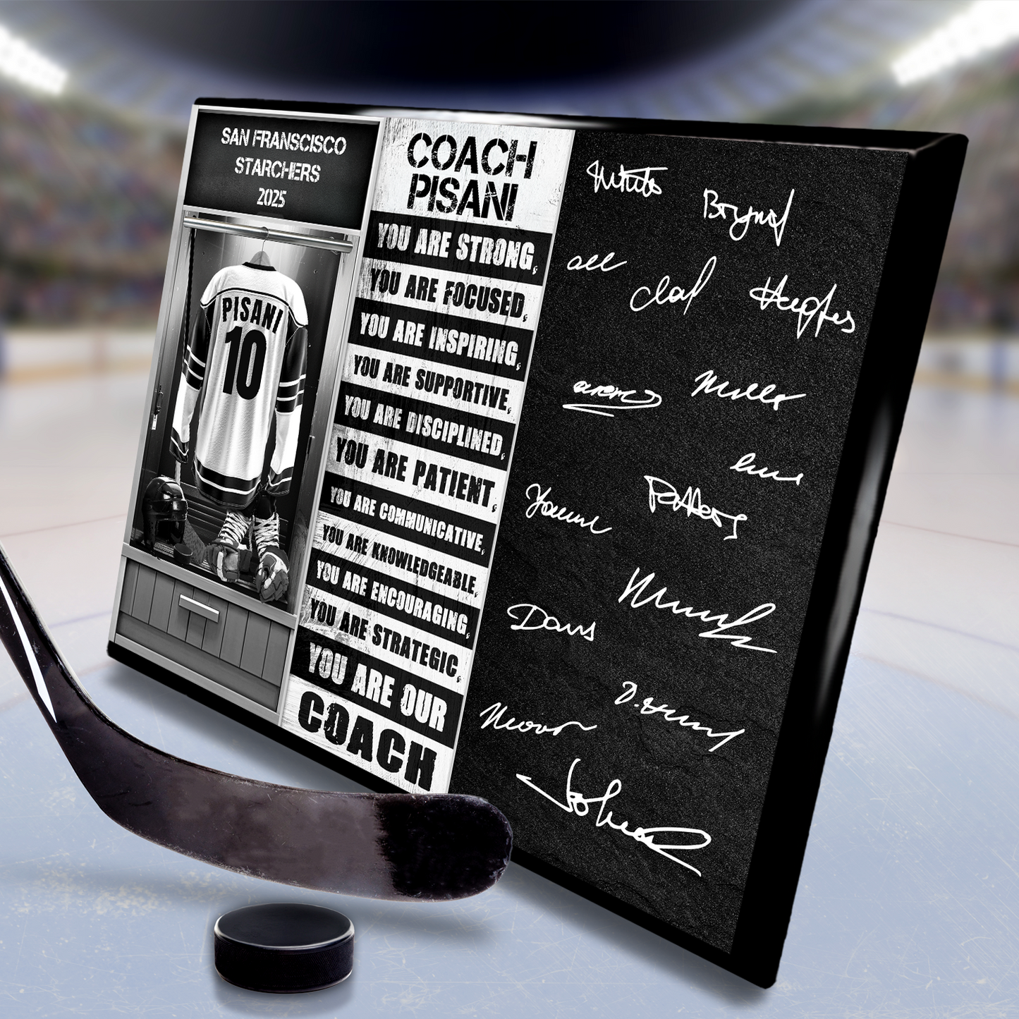 Ice Hockey Coach Signable Plaque – Personalized Team Gift