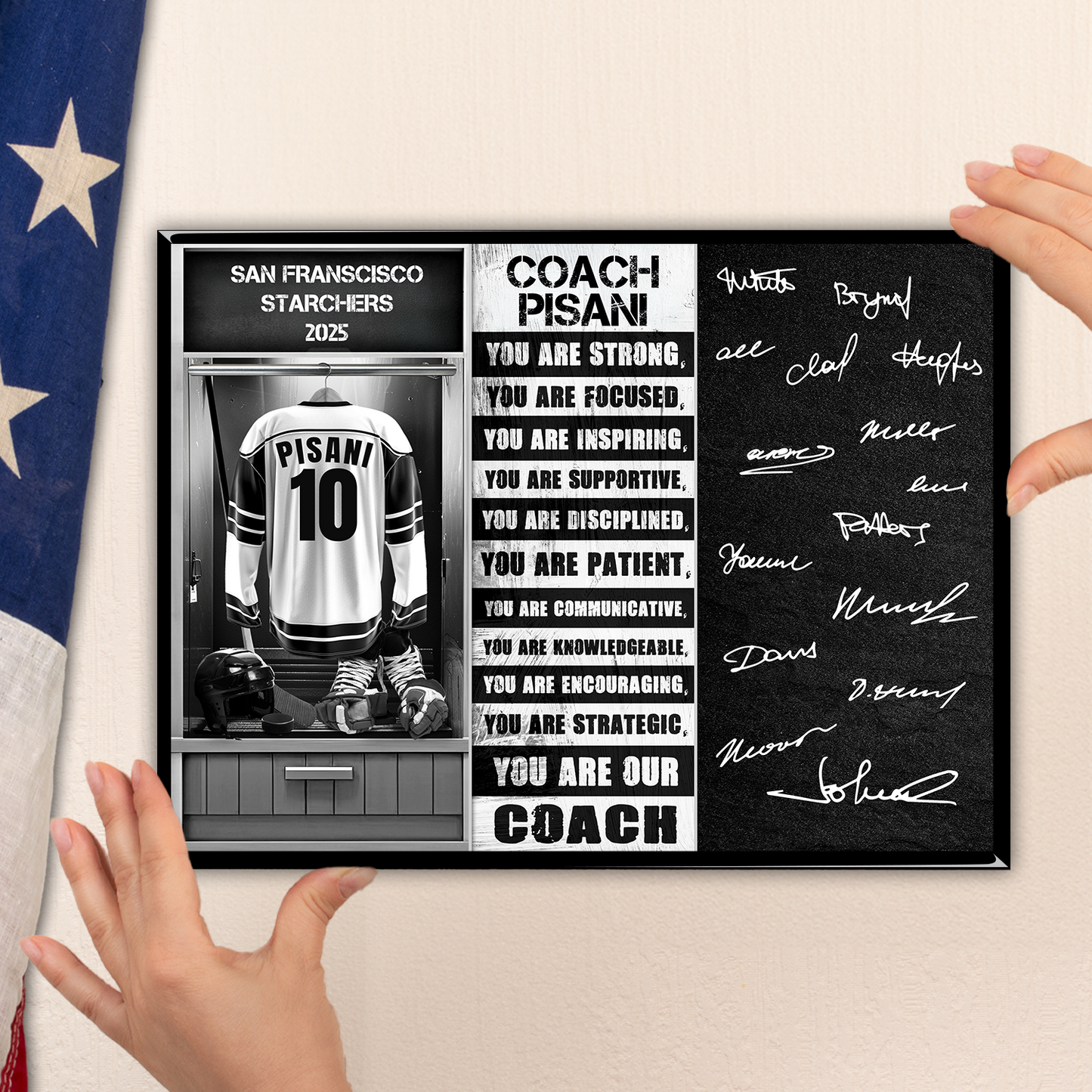 Ice Hockey Coach Signable Plaque – Personalized Team Gift