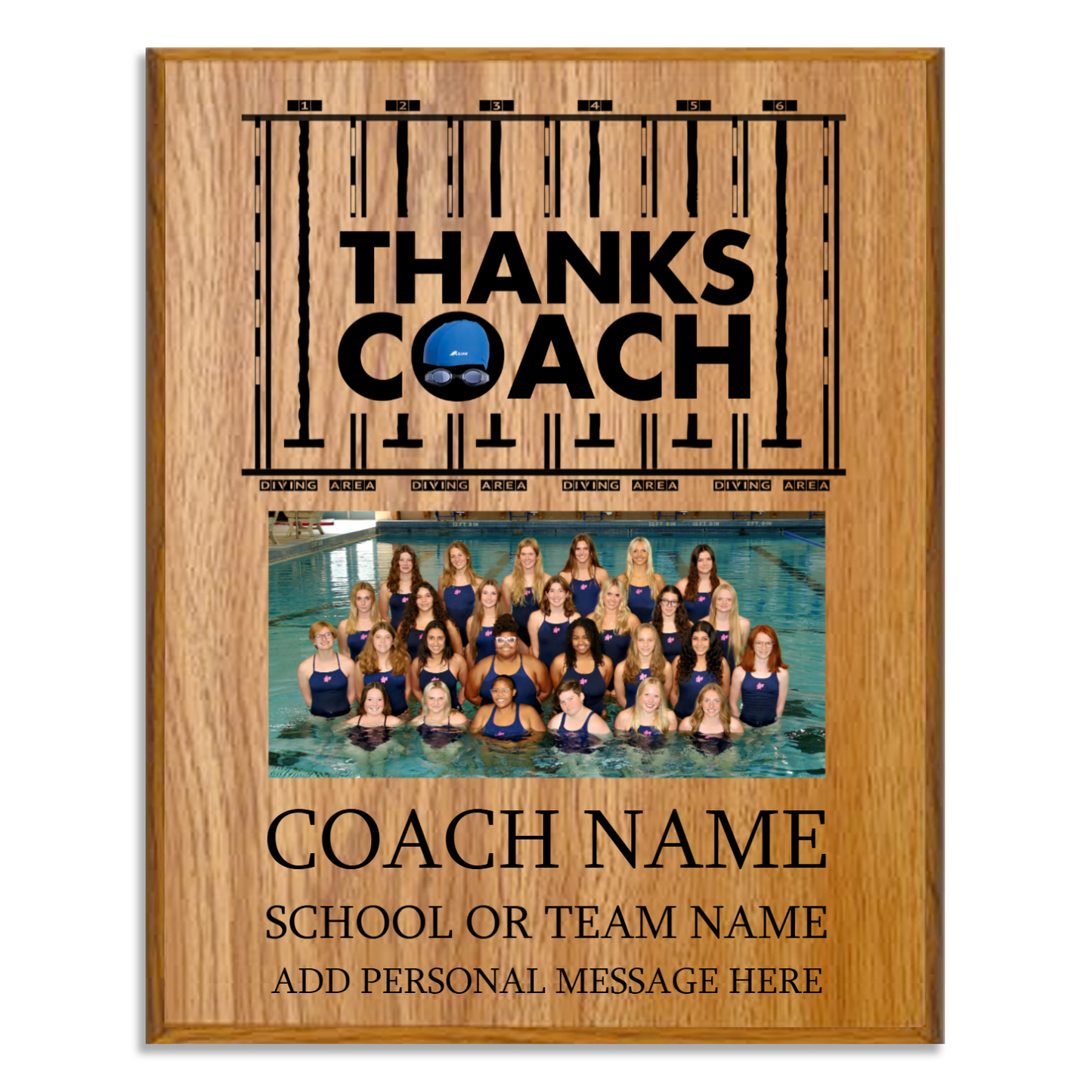 Swimming Coach Appreciation Plaque – Personalized Team Thank You Award