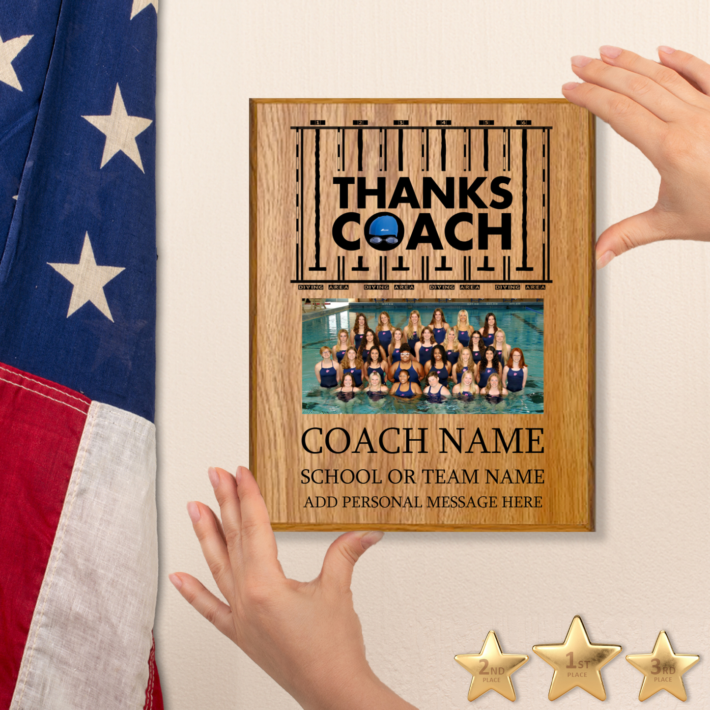 Swimming Coach Appreciation Plaque – Personalized Team Thank You Award