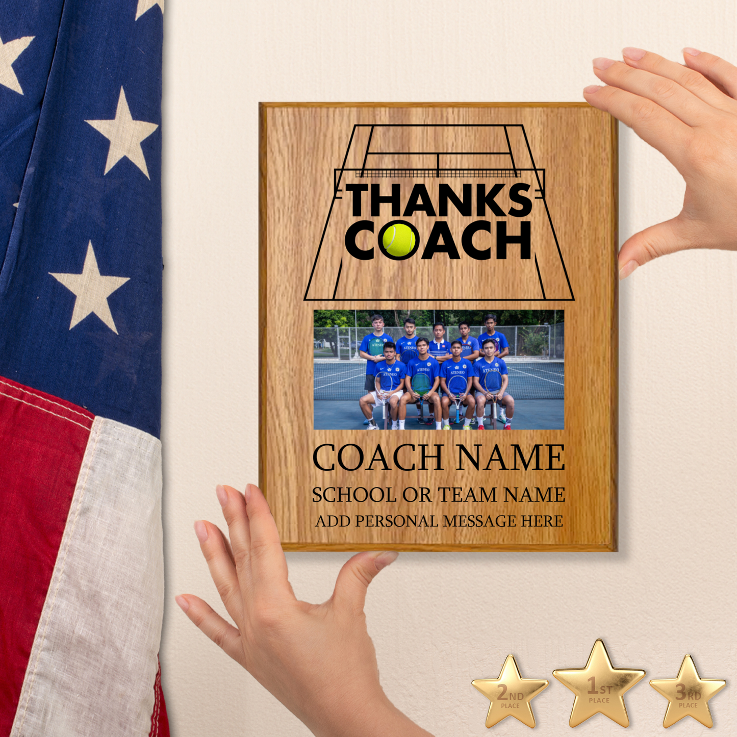 Tennis Coach Appreciation Plaque – Personalized Team Thank You Award