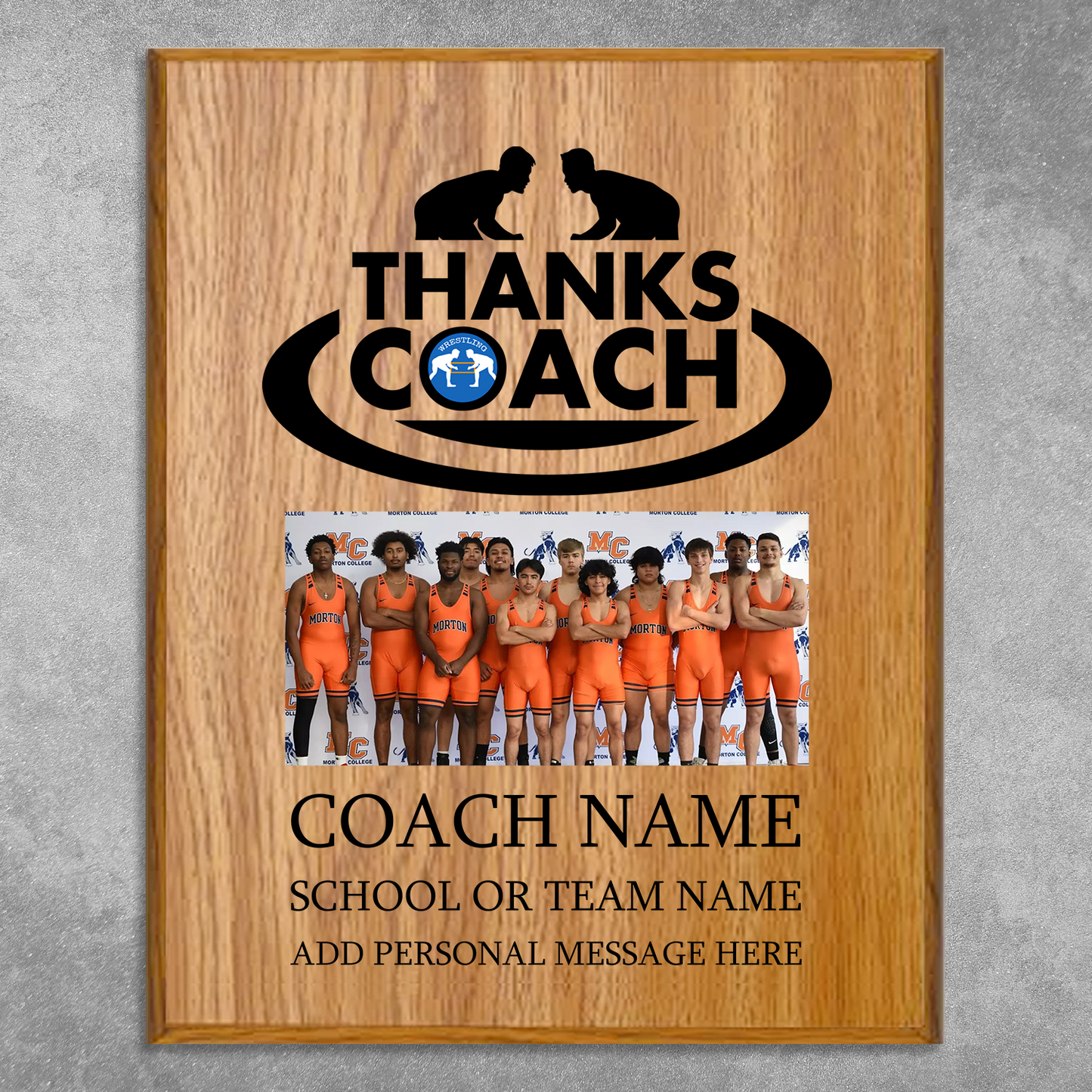 Thanks Coach Wrestling - Photo Upload & Text