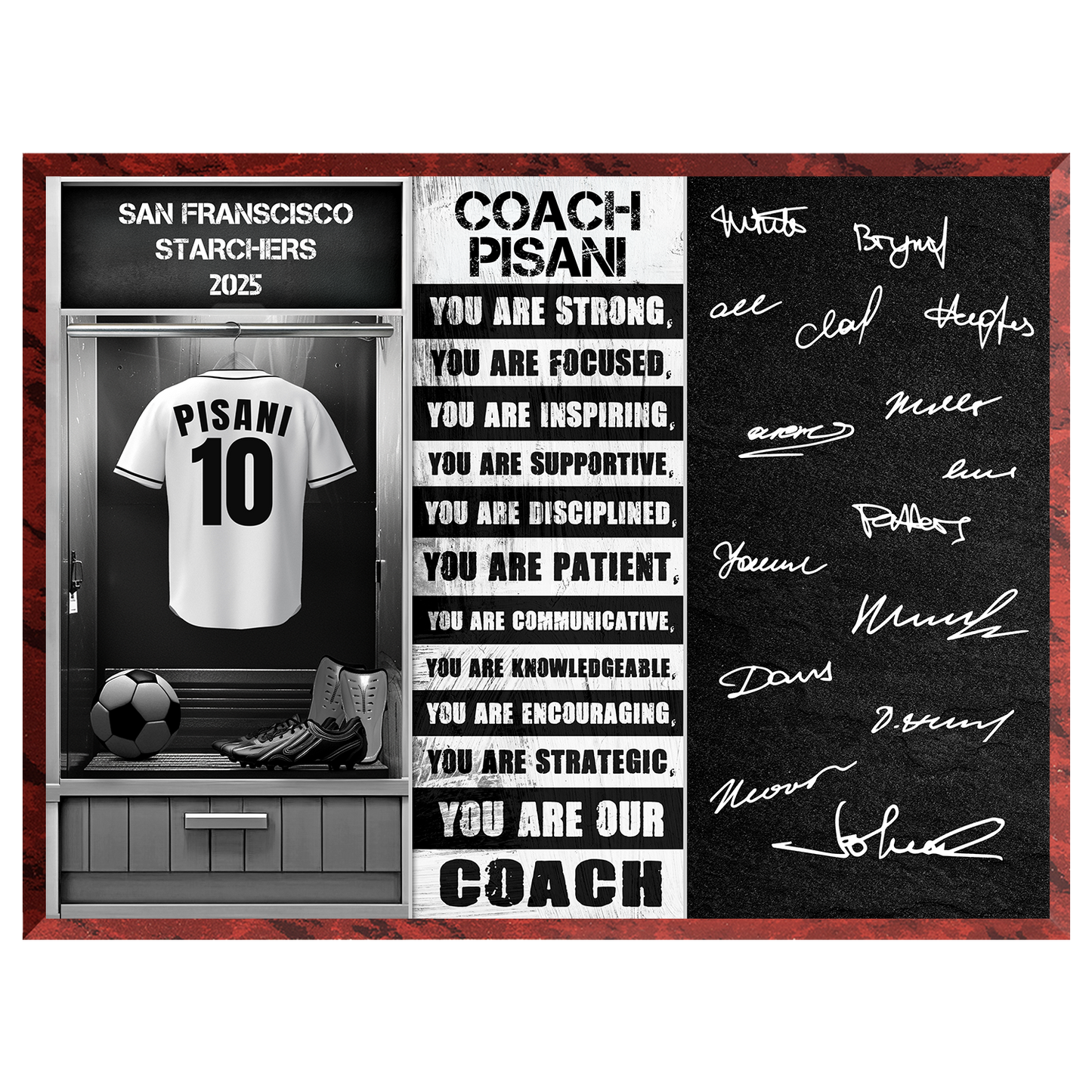 Soccer Coach Signable Plaque – Personalized Team Gift