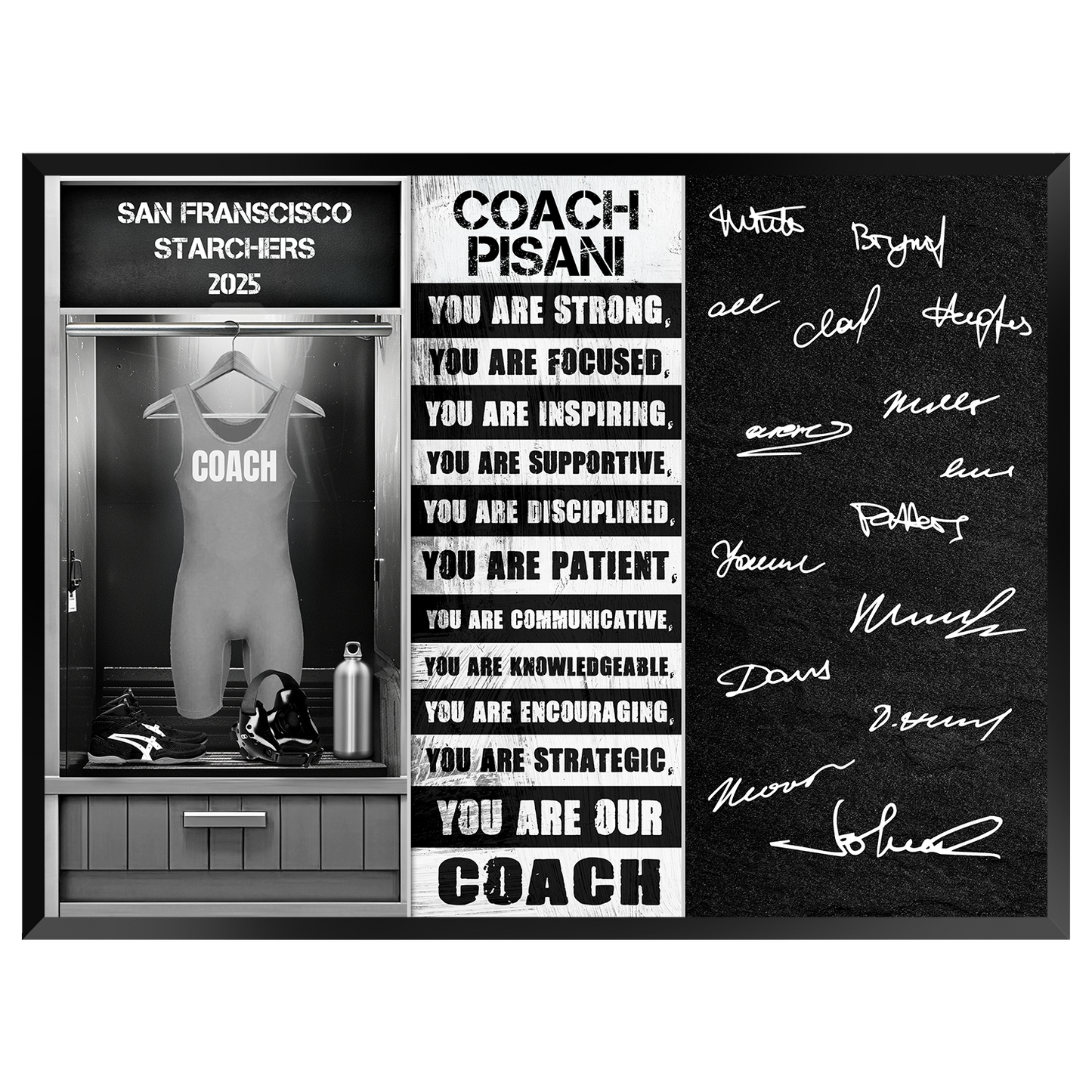 Signable Wrestling Coach Awards - Jersery in locker room