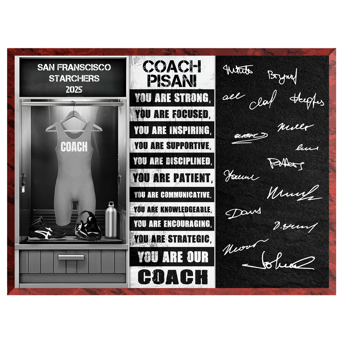 Signable Wrestling Coach Awards - Jersery in locker room