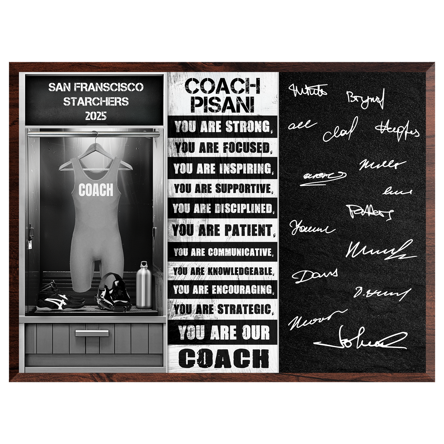 Signable Wrestling Coach Awards - Jersery in locker room