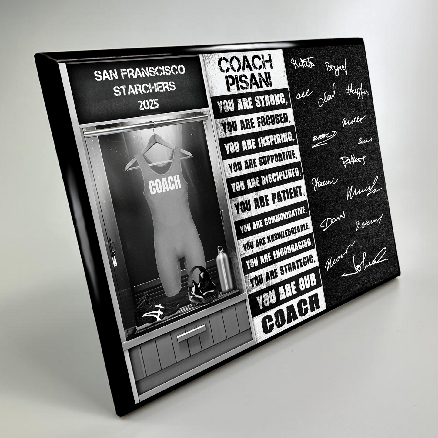Signable Wrestling Coach Awards - Jersery in locker room