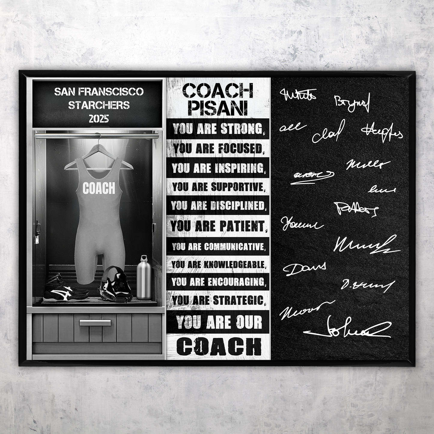 Signable Wrestling Coach Awards - Jersery in locker room