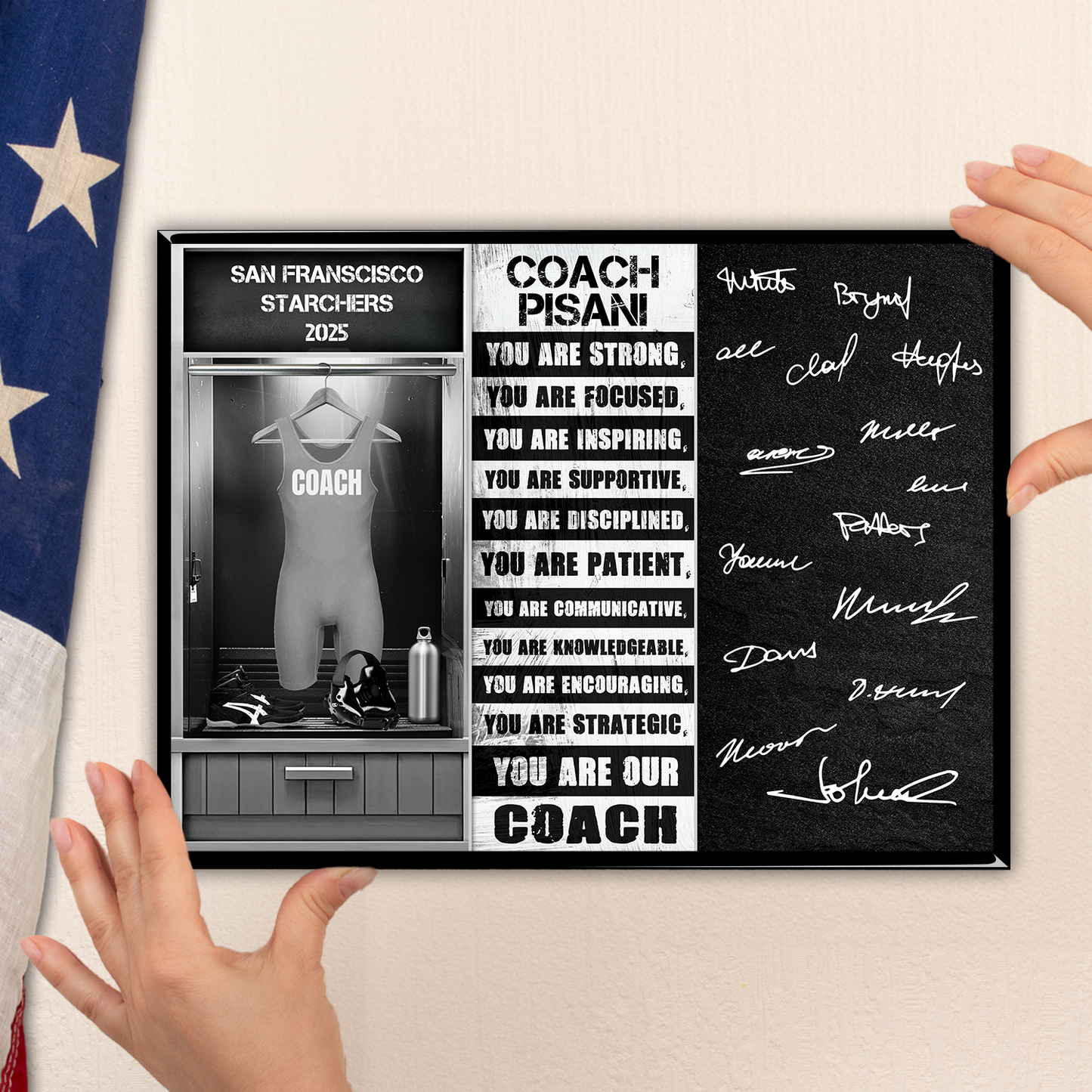 Signable Wrestling Coach Awards - Jersery in locker room