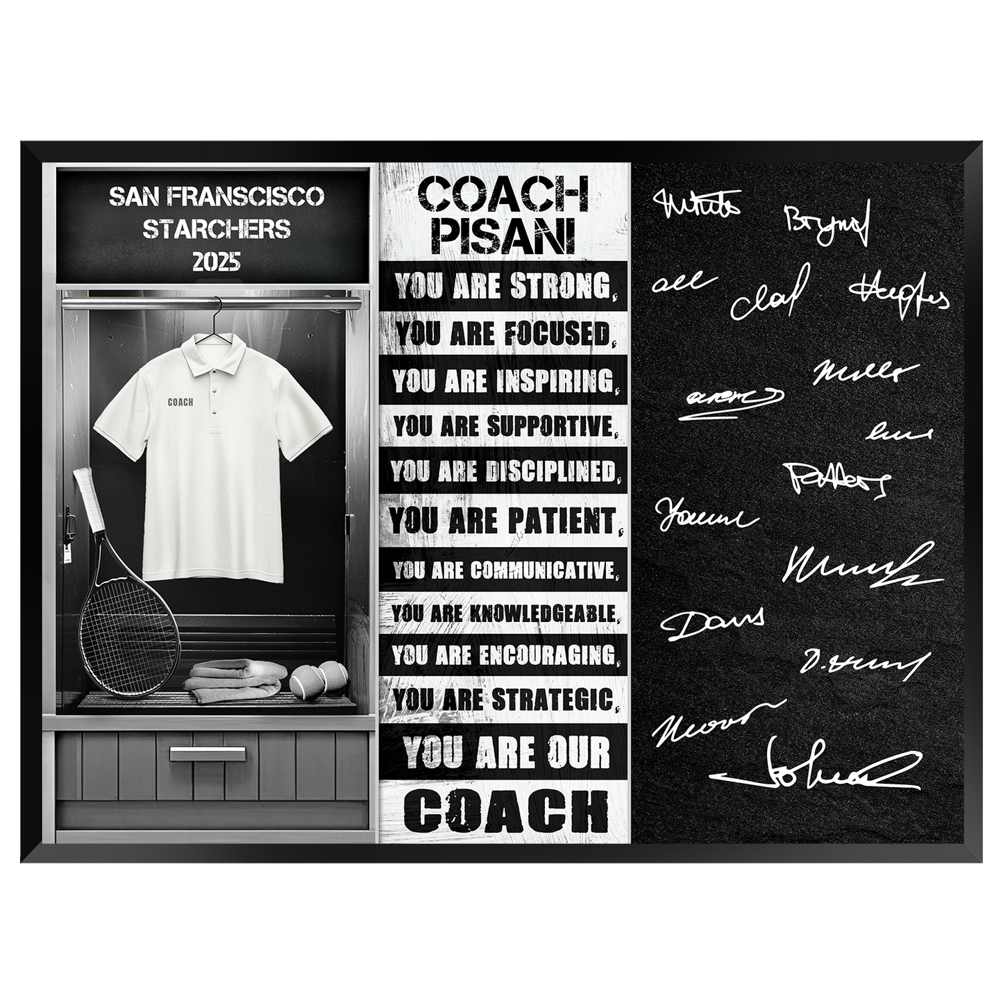Tennis Coach Signable Plaque – Personalized Team Gift