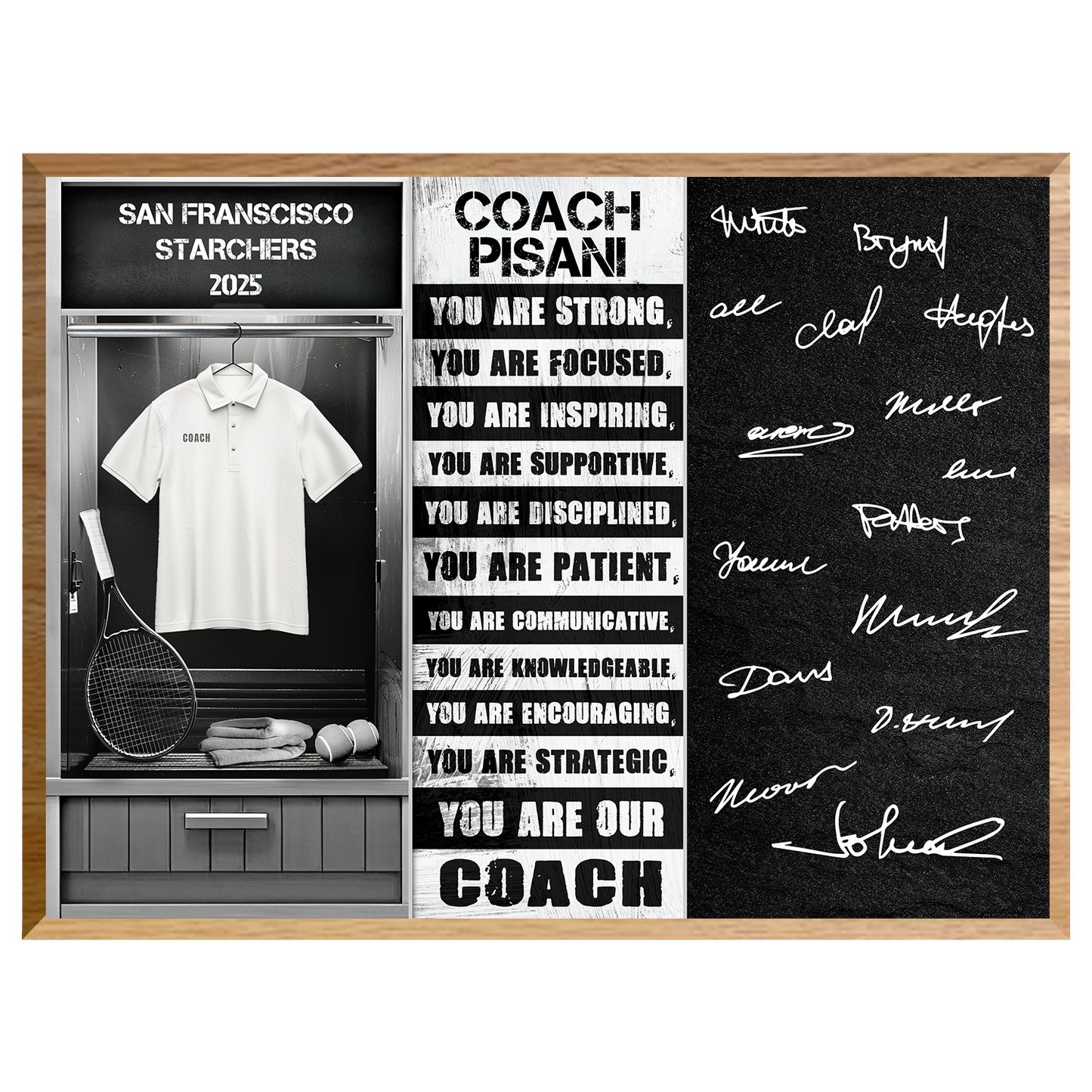 Tennis Coach Signable Plaque – Personalized Team Gift