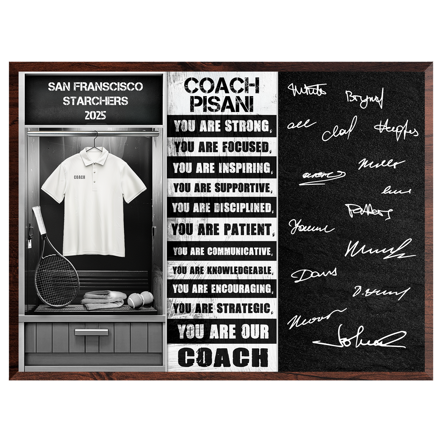 Tennis Coach Signable Plaque – Personalized Team Gift