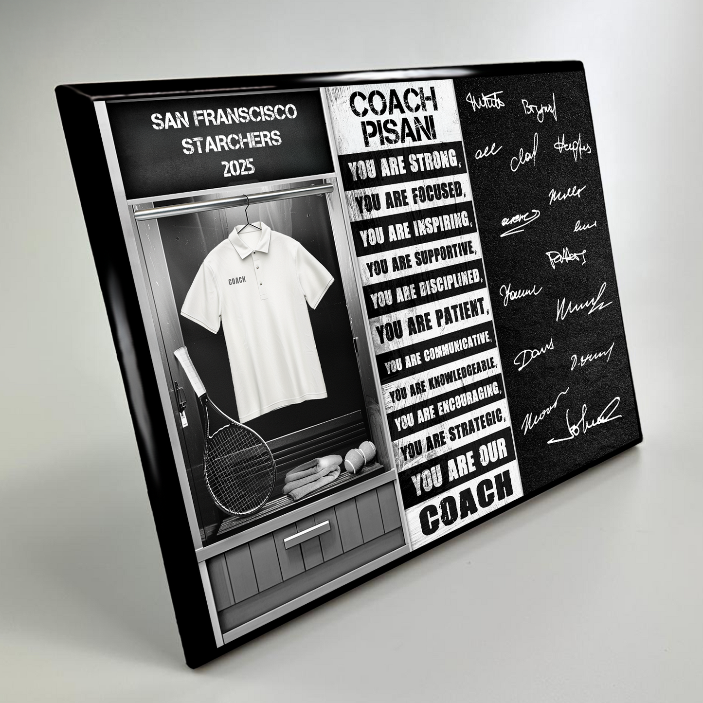 Tennis Coach Signable Plaque – Personalized Team Gift