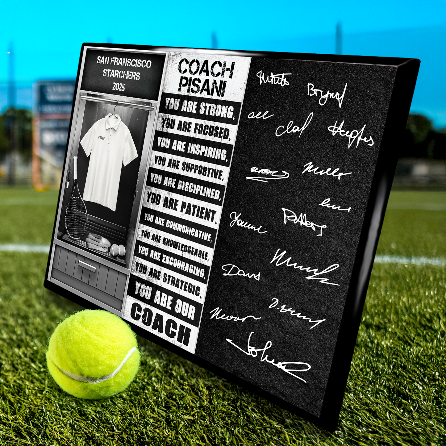 Tennis Coach Signable Plaque – Personalized Team Gift