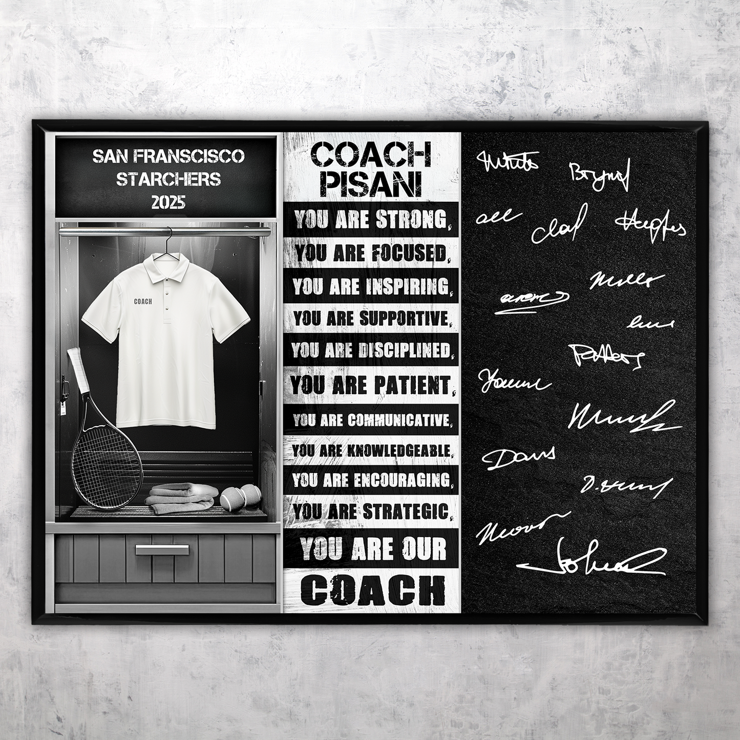 Tennis Coach Signable Plaque – Personalized Team Gift