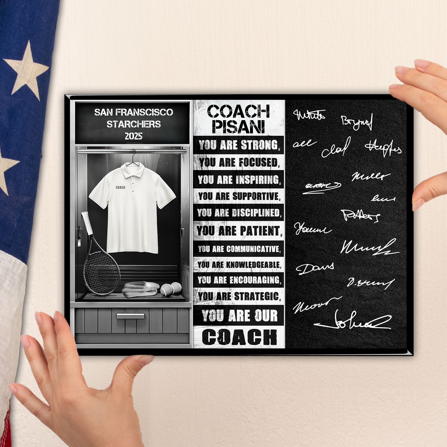 Tennis Coach Signable Plaque – Personalized Team Gift